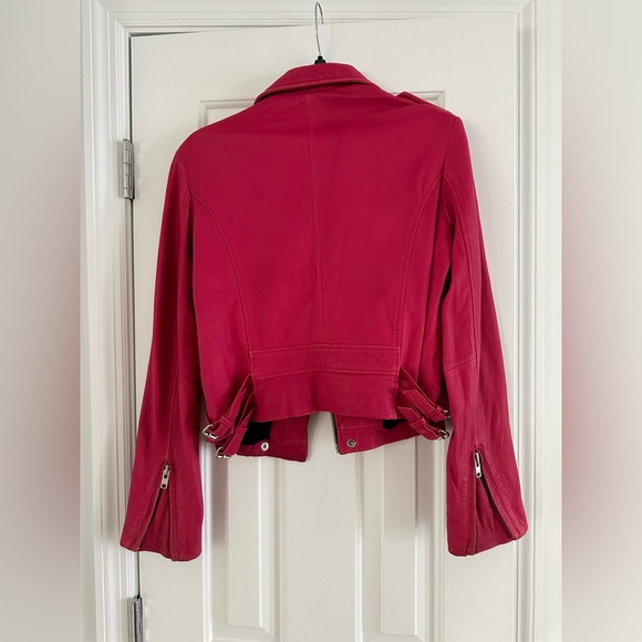 IRO Pink Leather Moto Jacket - Picture 5 of 7